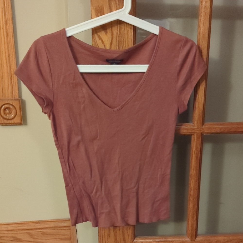 Wild Fable V-Neck Short Sleeve Top - Rust